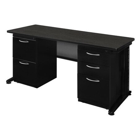 Regency Fusion Double Pedestal Desks, 24 D X 29 H, 66 W X Wood, Metal, Ash Grey MDP6624AG